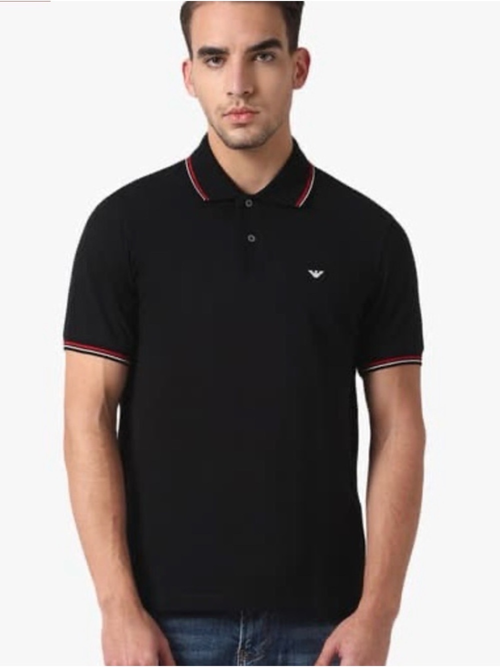 Emporio Armani Black Polo with Red and White Trim